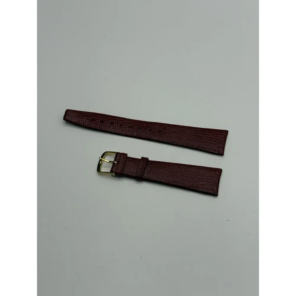 19mm Kreisler Burgundy NOS Vintage Watch Band & Gold-Tone Buckle